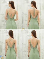 Silky Chiffon MULTI WAY Open V-Back Lace Applique Dress Aria