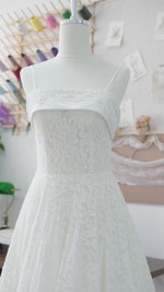 White Convertible Lace Spaghetti Straps Wedding Dress With Train