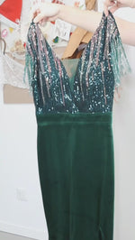 NZ Bridal Emerald Green Tassel Sleeves Sequin Prom Dress 18630 Gianna video