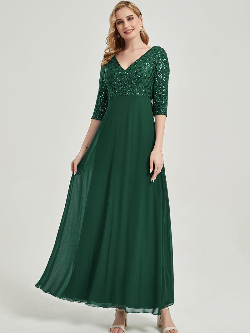 flattering A-line skirt sleeves Formal Dress-Lowa