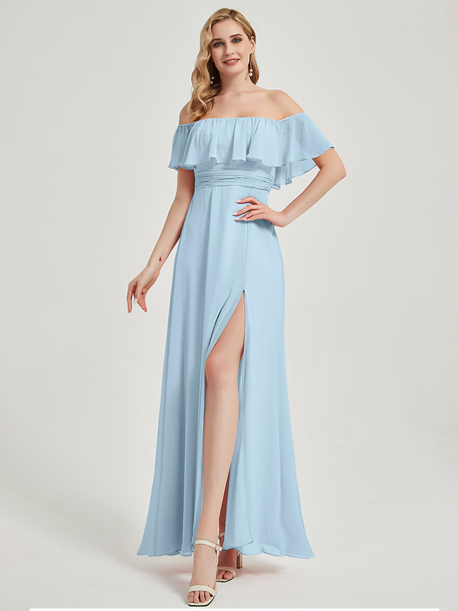 Cornflower Blue Convertible Chiffon Bridesmaid Maxi Dress with