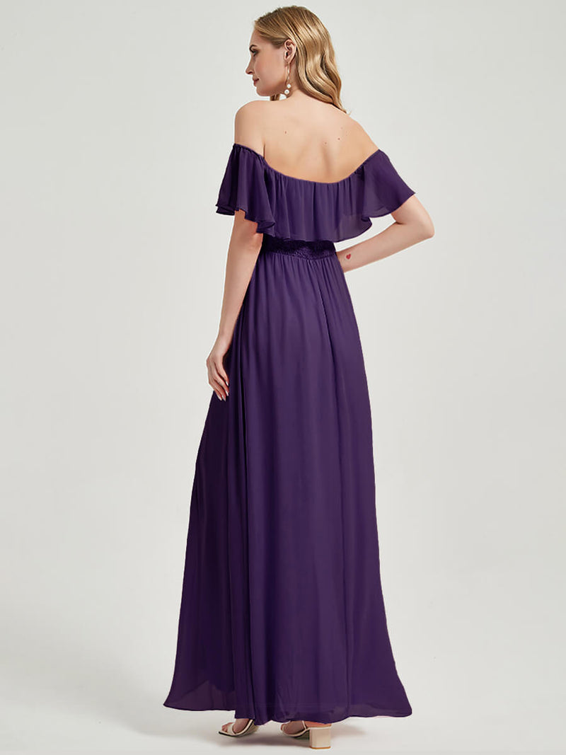 2 Ways Convertible Neckline Chiffon Bridesmaid Dress Iris