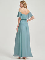 2 Ways Convertible Neckline Chiffon Bridesmaid Dress Iris