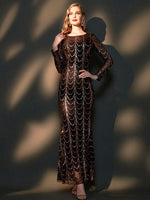 Black Sequins Sleeves Mermaid Evening Gown