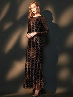 Black Sequins Sleeves Mermaid Evening Gown