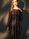 Black Sequins Sleeves Mermaid Evening Gown
