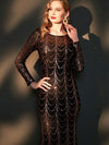 Black Sequins Sleeves Mermaid Evening Gown