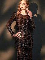 Black Sequins Sleeves Mermaid Evening Gown