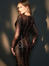 Black Sequins Sleeves Mermaid Evening Gown