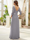 [Final Sale] Gray Plus Size Sleeve Lace Mother of the Bride Dress-Darline