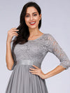 [Final Sale] Gray Plus Size Sleeve Lace Mother of the Bride Dress-Darline