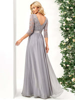 [Final Sale] Gray Plus Size Sleeve Lace Mother of the Bride Dress-Darline