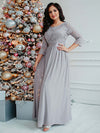[Final Sale] Gray Plus Size Sleeve Lace Mother of the Bride Dress-Darline