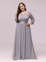 [Final Sale] Gray Plus Size Sleeve Lace Mother of the Bride Dress-Darline