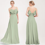 long floor-grazing skirt with hidden side pocket bridesmaid dress