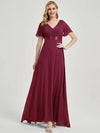 Burgundy Wine Ruffle Pleated Bridesmaid Dresses