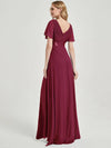 Backless Burgundy Wine Ruffle Pleated Bridesmaid Dresses