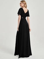 A-Line Black Chiffon Bridesmaid Dresses