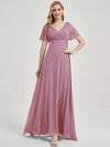 Dusty Rose Ruffle Pleated Bridesmaid Dresses-Mei