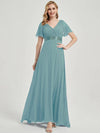 Moody Blue Ruffle Pleated Bridesmaid Dresses-Mei