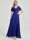 Sapphire Blue Ruffle Pleated Bridesmaid Dresses-Mei