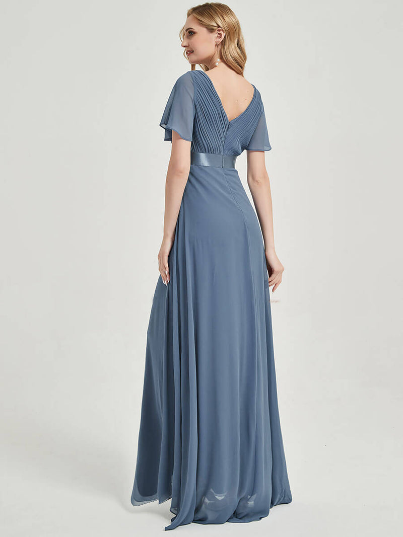 Built-in Bra Ruffle Chiffon Pleated Mother of the Bride Dress