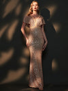 [Final Sale] Champagne Gold Batwing Sleeves Maxi Mermaid Formal Gown