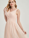 Chiffon fabric with sleeveless pleated classic bridesmaid dress