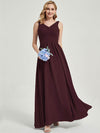 Cabernet V-neckline Pleated Classic Bridesmaid Dress