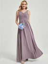 Dusk V-neckline Pleated Classic Bridesmaid Dress