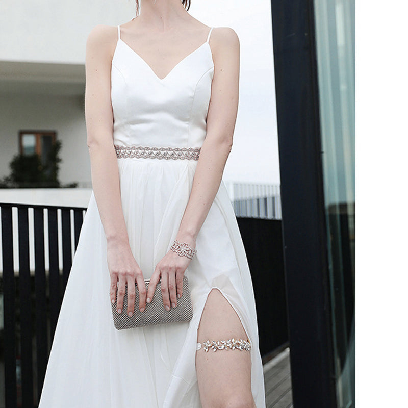 NZ Bridal Luxury Rhinestone Waist Chain For Wedding Dress Crystal Woven Belt
