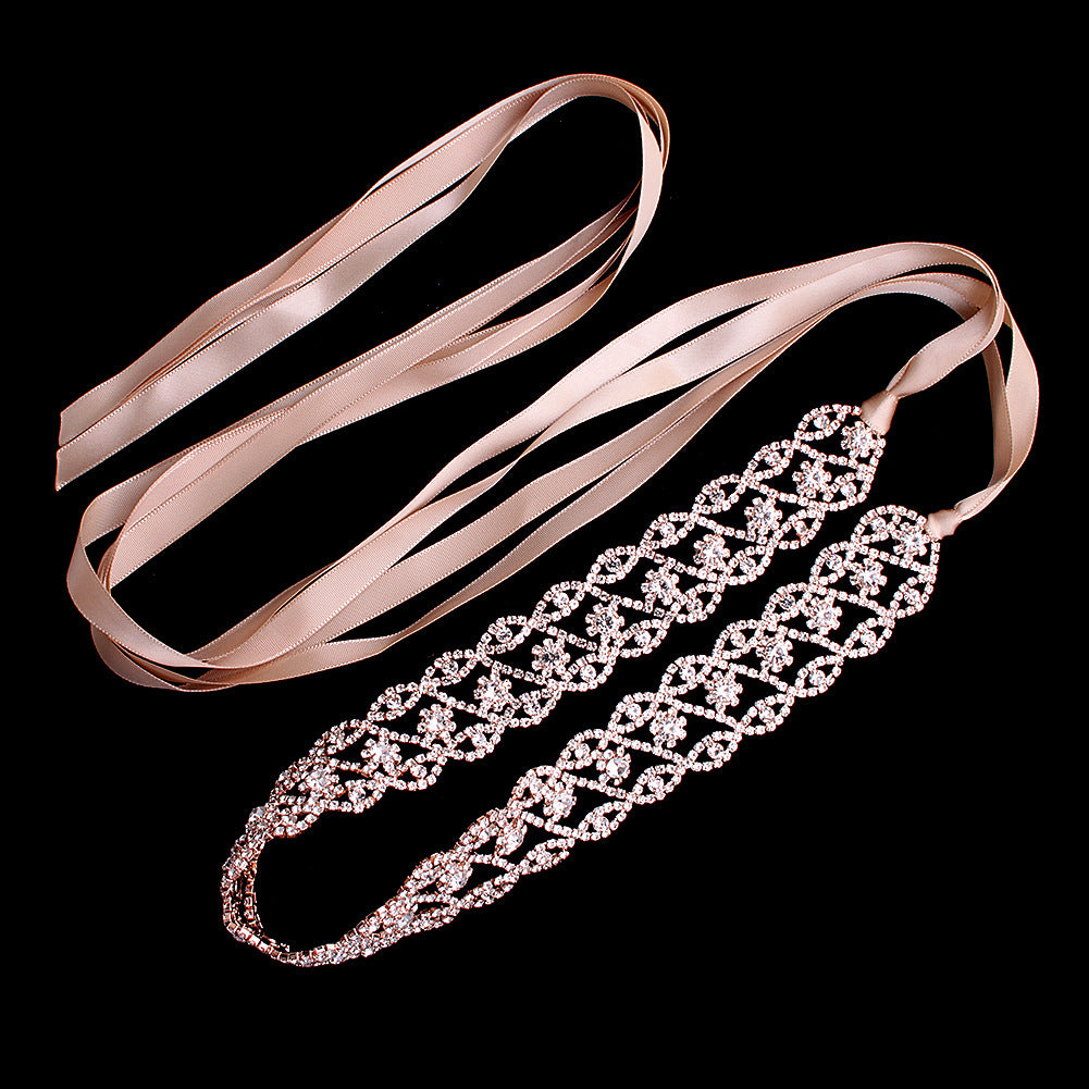 NZ Bridal Luxury Rhinestone Waist Chain For Wedding Dress Crystal Woven Belt