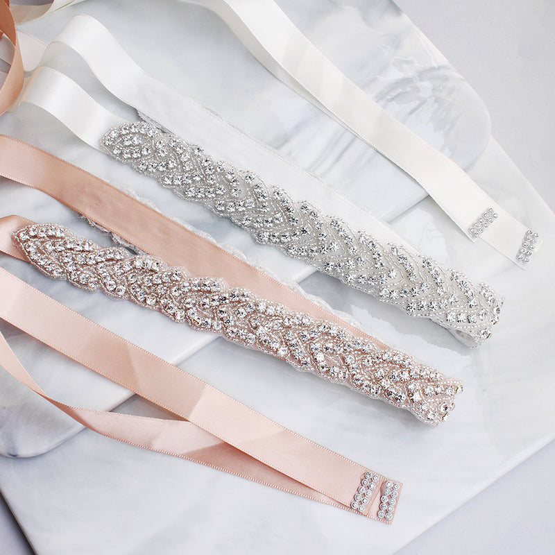 NZ Bridal Hand-studded Sashes Crystal Retro Diamond Wedding Dress Waist Chain Bridal Accessories