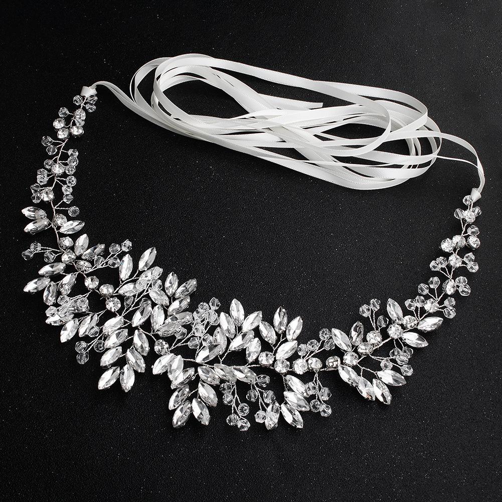 NZ Bridal Grace Sashes Handmade Rhinestone Leaf  Waist Chain Evening Dress Crystal Belt