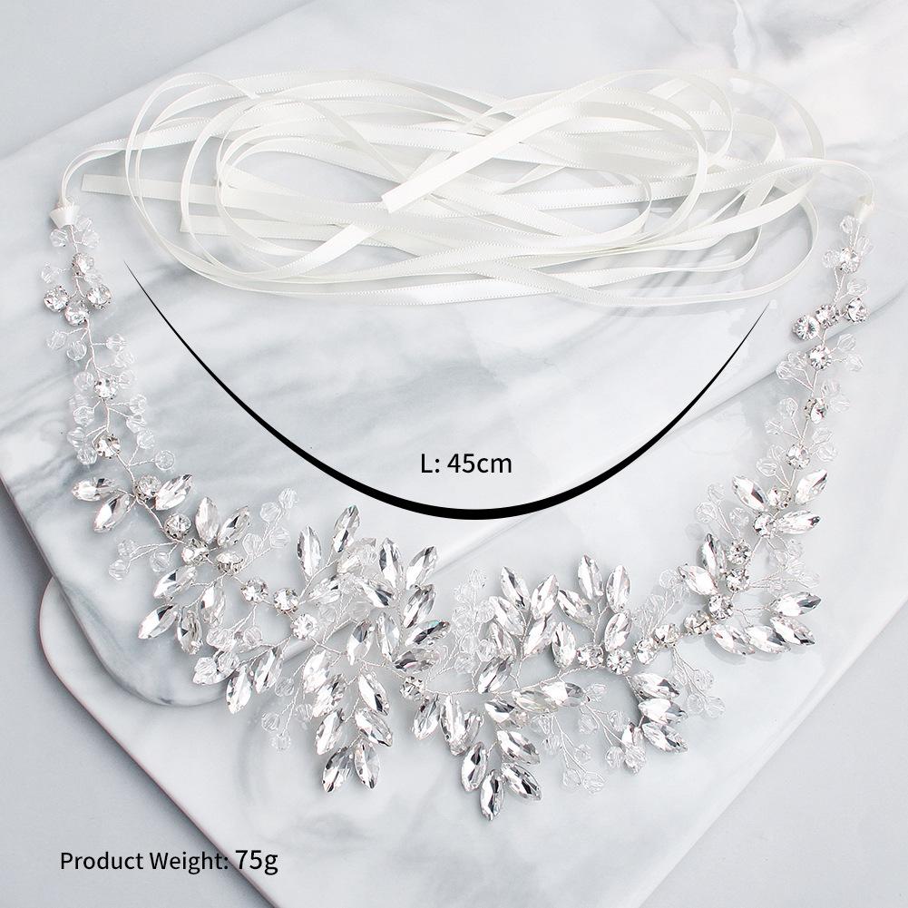 NZ Bridal Grace Sashes Handmade Rhinestone Leaf  Waist Chain Evening Dress Crystal Belt