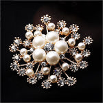 NZ Bridal Elegant Snowflake Imitation Pearls Rhinestones Crystal Wedding Brooch Pin Jewelry Accessorise