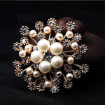 NZ Bridal Elegant Snowflake Imitation Pearls Rhinestones Crystal Wedding Brooch Pin Jewelry Accessorise