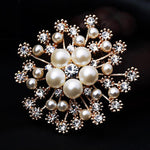 NZ Bridal Elegant Snowflake Imitation Pearls Rhinestones Crystal Wedding Brooch Pin Jewelry Accessorise