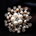 NZ Bridal Elegant Snowflake Imitation Pearls Rhinestones Crystal Wedding Brooch Pin Jewelry Accessorise