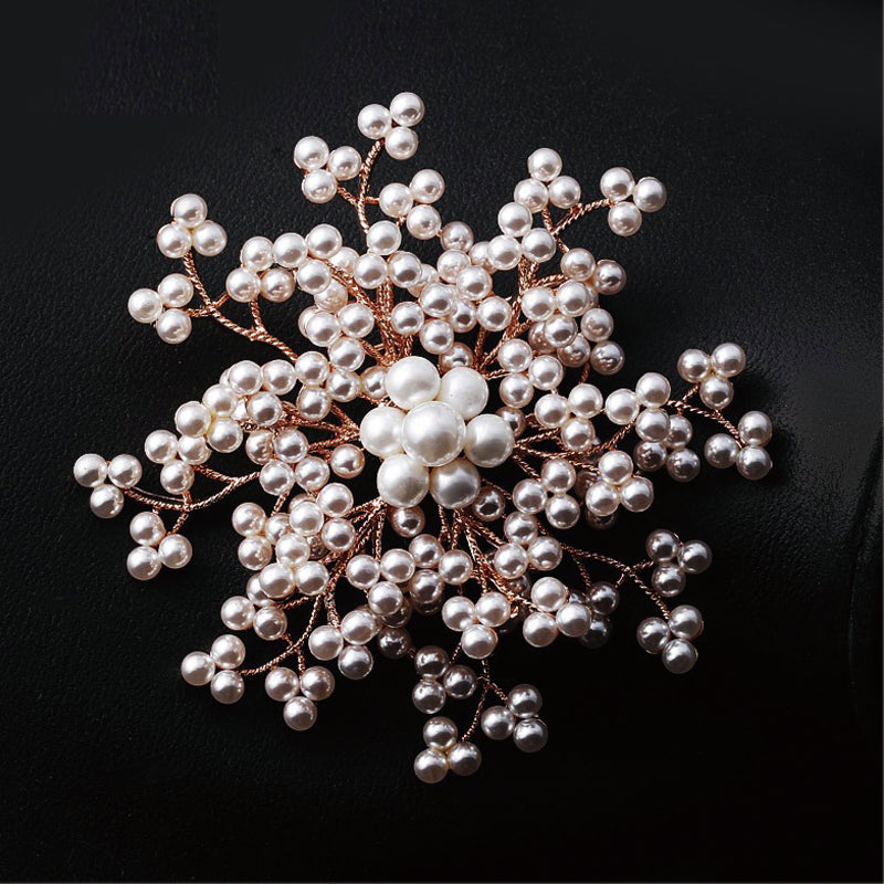 NZ Bridal Vintage Alloy Imitation Pearl Crystal Brooch Pins Women Jewelry Wedding Party Brooch