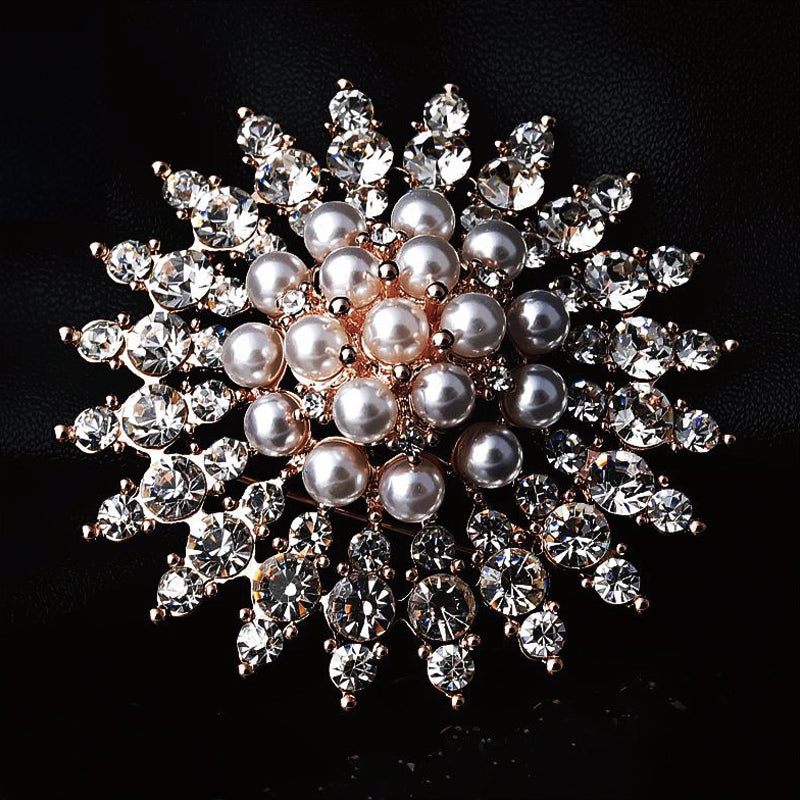 NZ Bridal Charming Artificial Crystal Rhinestones Wedding Brooch With  Imitation Pearl