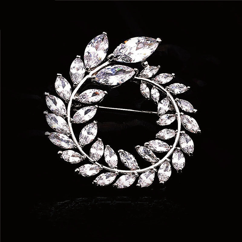 NZ Bridal Olive Branch Alloy Brooch With Zirconite Wedding Brooch Pin Jewelry Accessorise