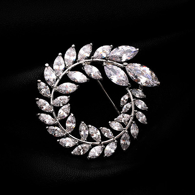 NZ Bridal Olive Branch Alloy Brooch With Zirconite Wedding Brooch Pin Jewelry Accessorise