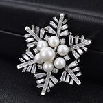 NZ Bridal Snowflake Alloy Zine Wedding Brooch With Imitation Pearl Jewelry Accessories