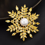 NZ bridal Luxury Retro Snowflake Brooch For Female Zircon Mosaic Imitation Pearl Pin