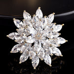 NZ Bridal Luxury Vintage Alloy Floral Wedding Brooch For Female Zircon Mosaic Pin