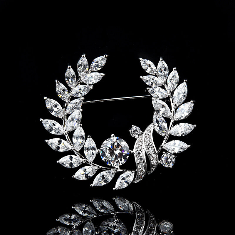 NZ Bridla Bauhinia Alloy Rhinestone Brooches Bouquet Crystal Pin For Women Wedding 