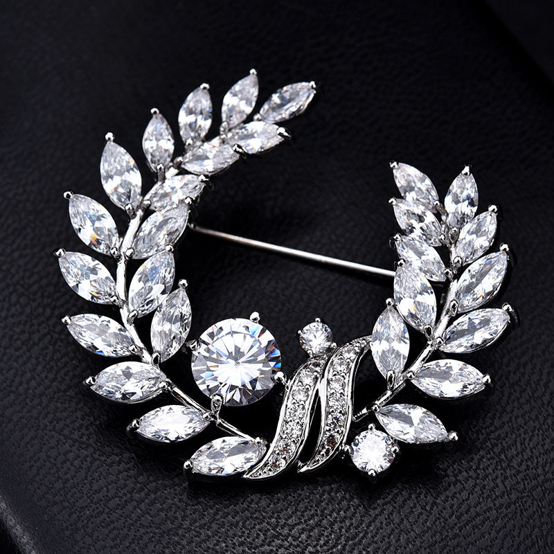 NZ Bridla Bauhinia Alloy Rhinestone Brooches Bouquet Crystal Pin For Women Wedding 