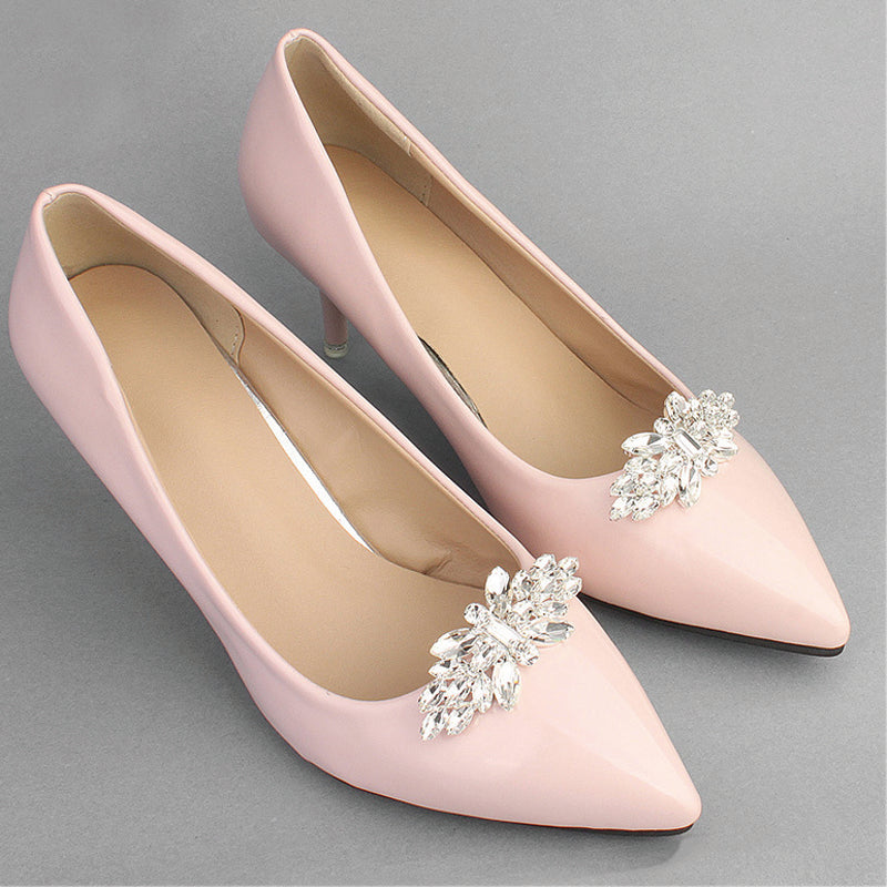 NZ Bridal 1 Pair Rhinestone DIY Shoe Clip Charms Hand-studded Wedding High Heels Buckle Accessories