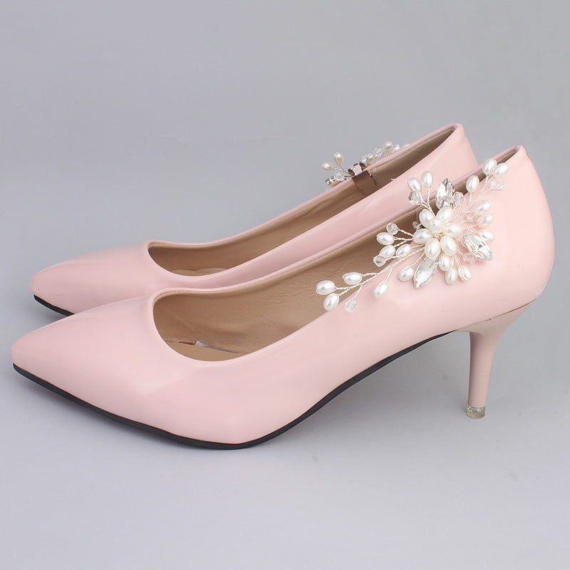 NZ Bridal 1 Pair Detachable Shoe Clip Imitation Pearl Rhinestone Wedding Shoes Buckle Accessories